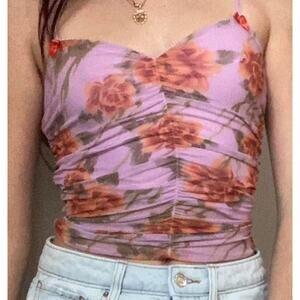 Urban Outfitters Purple Floral mesh Tank top - L
